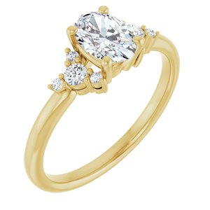 14K Yellow Gold 7x5 mm Oval 1/8 CTW Natural Diamond Semi-Set Engagement Ring