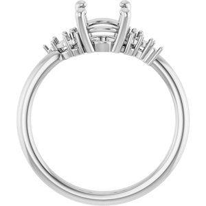 14K White Gold 9x7 mm Oval Engagement Ring Mounting