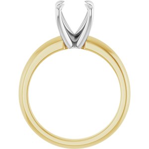 14K Yellow/White Gold 8 mm Round Solitaire Engagement Ring Mounting