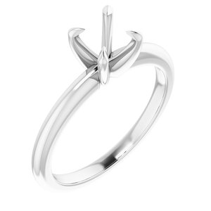 14K White Gold 6 mm Round Solitaire Engagement Ring Mounting