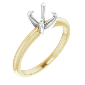14K Yellow/White Gold 6 mm Round Solitaire Engagement Ring Mounting