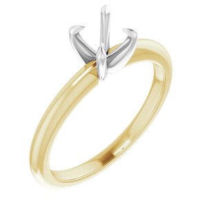 14K Yellow/White Gold 5.5 mm Round Solitaire Engagement Ring Mounting