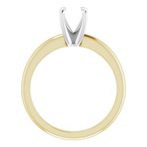 14K Yellow/White Gold 6 mm Round Solitaire Engagement Ring Mounting