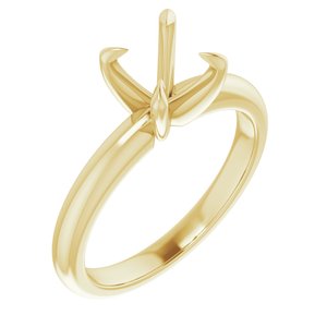 14K Yellow Gold 7 mm Round Solitaire Engagement Ring Mounting
