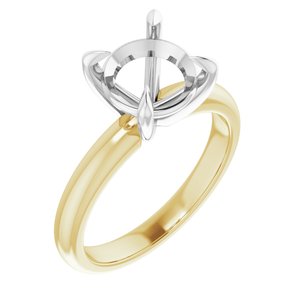 14K Yellow/White Gold 9 mm Round Solitaire Engagement Ring Mounting