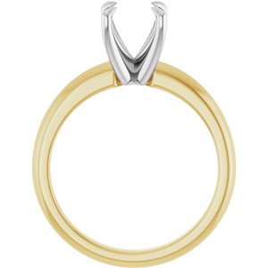14K Yellow/White Gold 7.4 mm Round Solitaire Engagement Ring Mounting