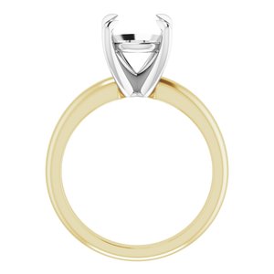 14K Yellow/White Gold 9 mm Round Solitaire Engagement Ring Mounting