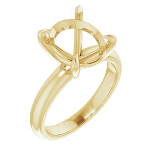 10K Yellow Gold 12x10 mm Oval Solitaire Engagement Ring Mounting