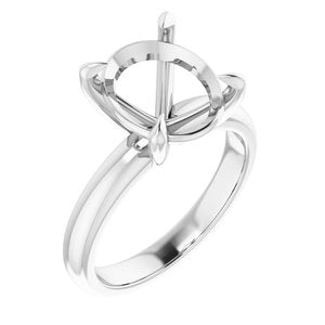 14K White Gold 12x10 mm Oval Solitaire Engagement Ring Mounting