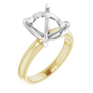 14K Yellow/White Gold 12x10 mm Oval Solitaire Engagement Ring Mounting