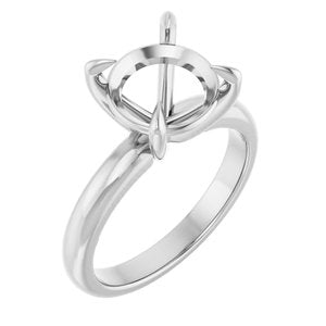 14K White Gold 10 mm Round Solitaire Engagement Ring Mounting