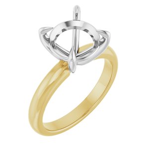 14K Yellow/White Gold 10 mm Round Solitaire Engagement Ring Mounting