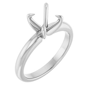 14K White Gold 7.4 mm Round Solitaire Engagement Ring Mounting