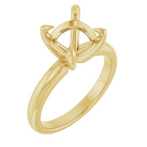 14K Yellow Gold 8x8 mm Cushion Solitaire Engagement Ring Mounting