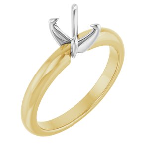 14K Yellow/White Gold 7x5 mm Oval Solitaire Engagement Ring Mounting