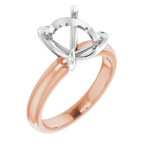 14K Rose/White Gold 11x9 mm Oval Solitaire Engagement Ring Mounting
