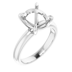 14K White Gold 11x9 mm Oval Solitaire Engagement Ring Mounting