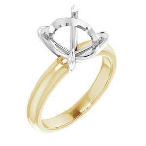 14K Yellow/White Gold 11x9 mm Oval Solitaire Engagement Ring Mounting