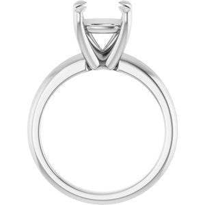 14K White Gold 8x8 mm Cushion Solitaire Engagement Ring Mounting