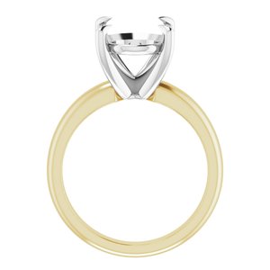 14K Yellow/White Gold 12x10 mm Oval Solitaire Engagement Ring Mounting