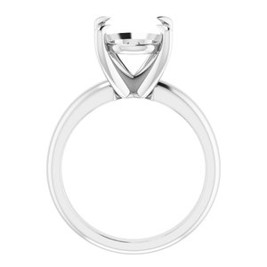 14K White Gold 12x10 mm Oval Solitaire Engagement Ring Mounting