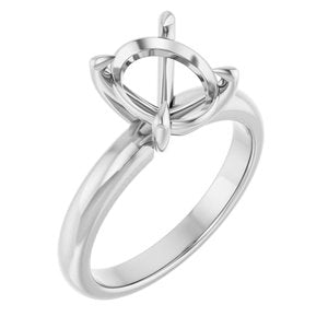 14K White Gold 10x8 mm Oval Solitaire Engagement Ring Mounting