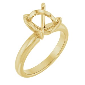 14K Yellow Gold 10x8 mm Oval Solitaire Engagement Ring Mounting