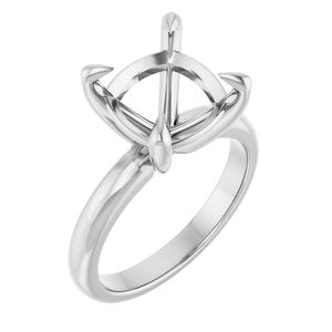 Platinum 10x10 mm Cushion Solitaire Engagement Ring Mounting