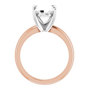 14K Rose/White Gold 11x9 mm Oval Solitaire Engagement Ring Mounting