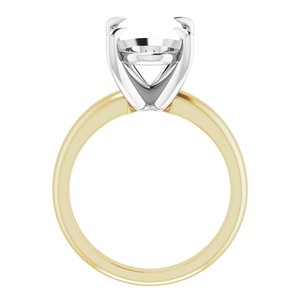 14K Yellow/White Gold 14x10 mm Oval Solitaire Engagement Ring Mounting
