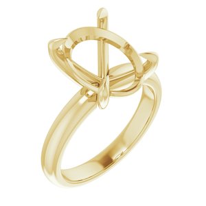 14K Yellow Gold 14x10 mm Oval Solitaire Engagement Ring Mounting