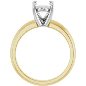 14K Yellow/White Gold 9x7 mm Oval Solitaire Engagement Ring Mounting