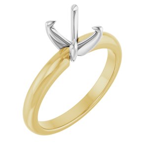14K Yellow/White Gold 8x6 mm Oval Solitaire Engagement Ring Mounting