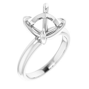 Platinum 9x9 mm Cushion Solitaire Engagement Ring Mounting