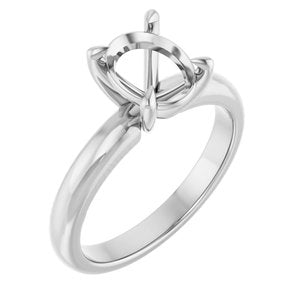 14K White Gold 9x7 mm Oval Solitaire Engagement Ring Mounting