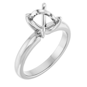 14K White Gold 9x7 mm Oval Solitaire Engagement Ring Mounting