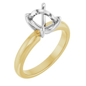 14K Yellow/White Gold 9x7 mm Oval Solitaire Engagement Ring Mounting