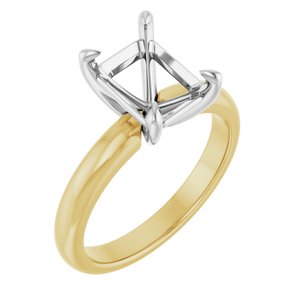 14K Yellow/White Gold 9x7 mm Emerald Solitaire Engagement Ring Mounting