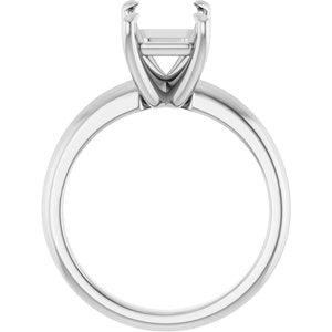 14K White Gold 9x7 mm Emerald Solitaire Engagement Ring Mounting