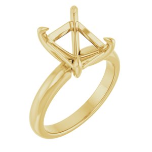 14K Yellow Gold 10x8 mm Emerald Solitaire Engagement Ring Mounting