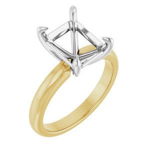 14K Yellow/White Gold 10x8 mm Emerald Solitaire Engagement Ring Mounting