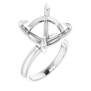 Sterling Silver 13x13 mm Cushion Solitaire Engagement Ring Mounting
