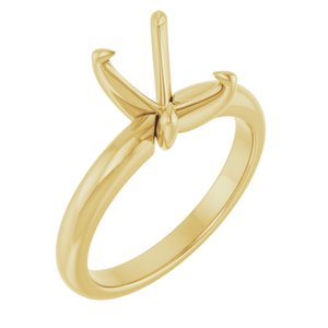 14K Yellow Gold 8x6 mm Emerald Solitaire Engagement Ring Mounting