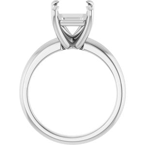 14K White Gold 10x8 mm Emerald Solitaire Engagement Ring Mounting