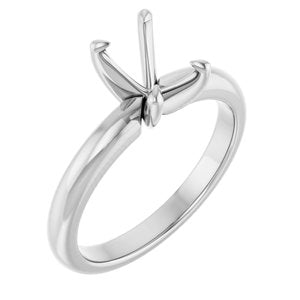14K White Gold 7x5 mm Emerald Solitaire Engagement Ring Mounting
