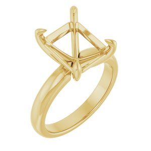 14K Yellow Gold 11x9 mm Emerald Solitaire Engagement Ring Mounting