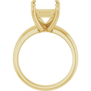 14K Yellow Gold 11x9 mm Emerald Solitaire Engagement Ring Mounting
