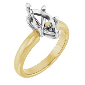 14K Yellow/White Gold 12x6 mm Marquise Solitaire Engagement Ring Mounting