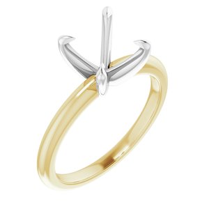 14K Yellow/White Gold 6x6 mm Square Solitaire Engagement Ring Mounting