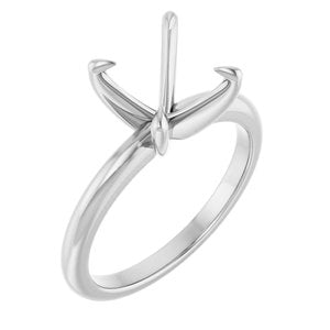 14K White Gold 6.5x6.5 mm Square Solitaire Engagement Ring Mounting